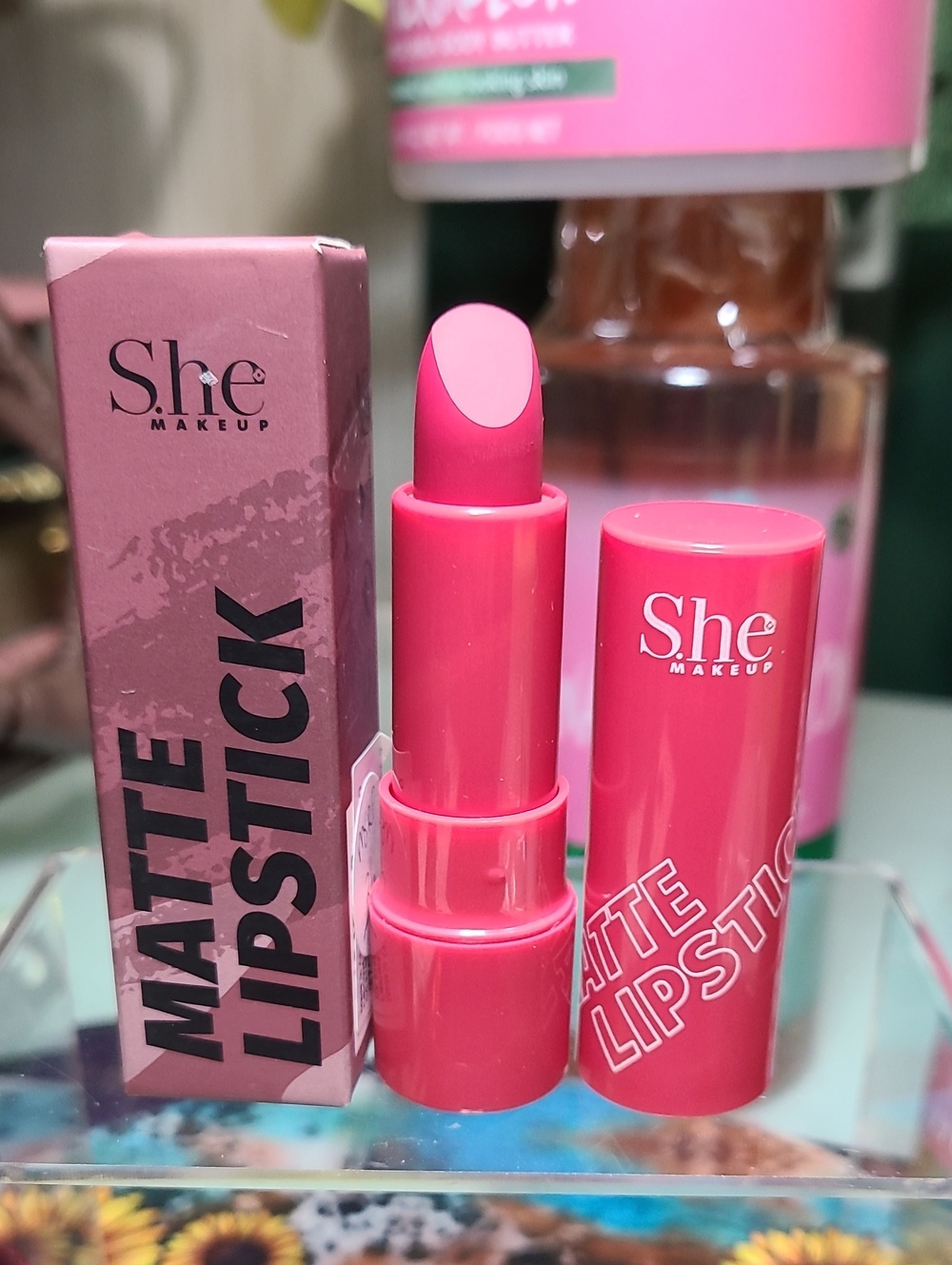 She and Sky Matte Lipstick — Bright Pink